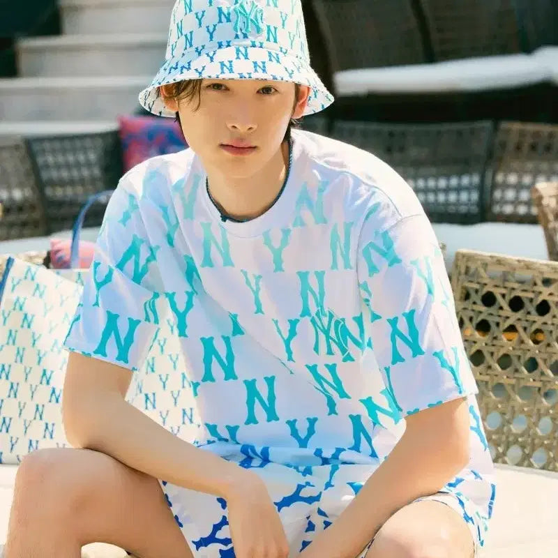 [BUNJANG] MLB Gradiation Monogram Oversized Short-Sleeve T-Shirt / 100 ) MLB 엠엘비 그라데이션 모노그램 오버핏 반팔티