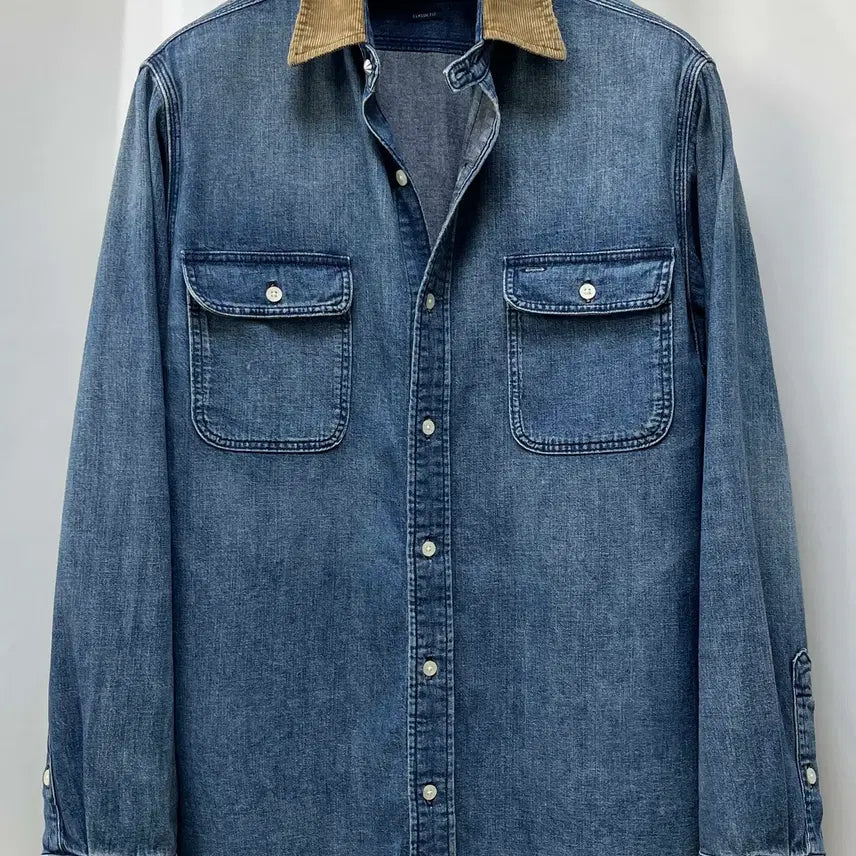 [BUNJANG] Polo Ralph Lauren Concho Corduroy Washed Donga Denim Shirt / 폴로 랄프로렌 콘초 코듀로이 워시드 덩가리 데님 셔츠