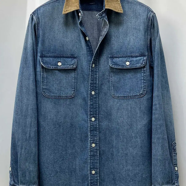 [BUNJANG] Polo Ralph Lauren Concho Corduroy Washed Donga Denim Shirt / 폴로 랄프로렌 콘초 코듀로이 워시드 덩가리 데님 셔츠