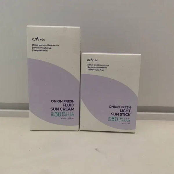 [BUNJANG] Isntree Onion Fresh Sunscreen 50ml + Sun Stick 22g Set / [미개봉/새상품] 이즈트리 어니언 프레쉬 선크림 50ml + 선스틱 22g 세트