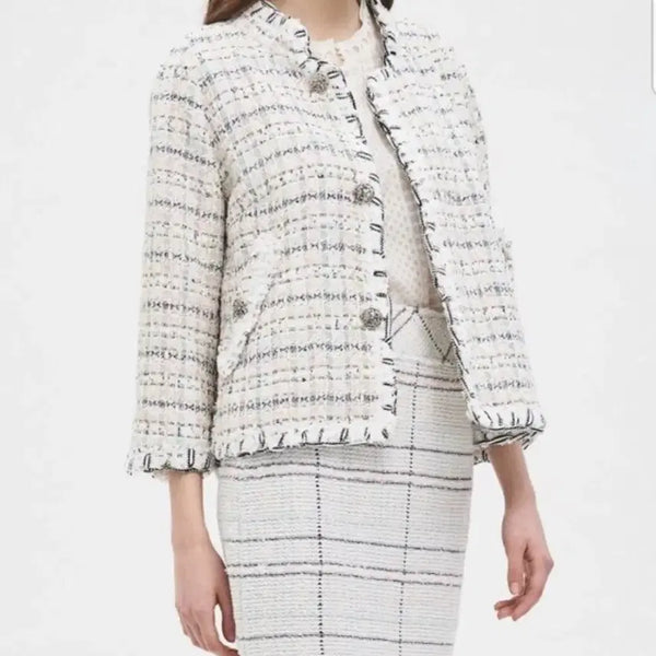 [BUNJANG] Mine 20FW Open Tweed Jacket / 한섬 20fw 마인 mine 오픈 트위드 재킷 55-66