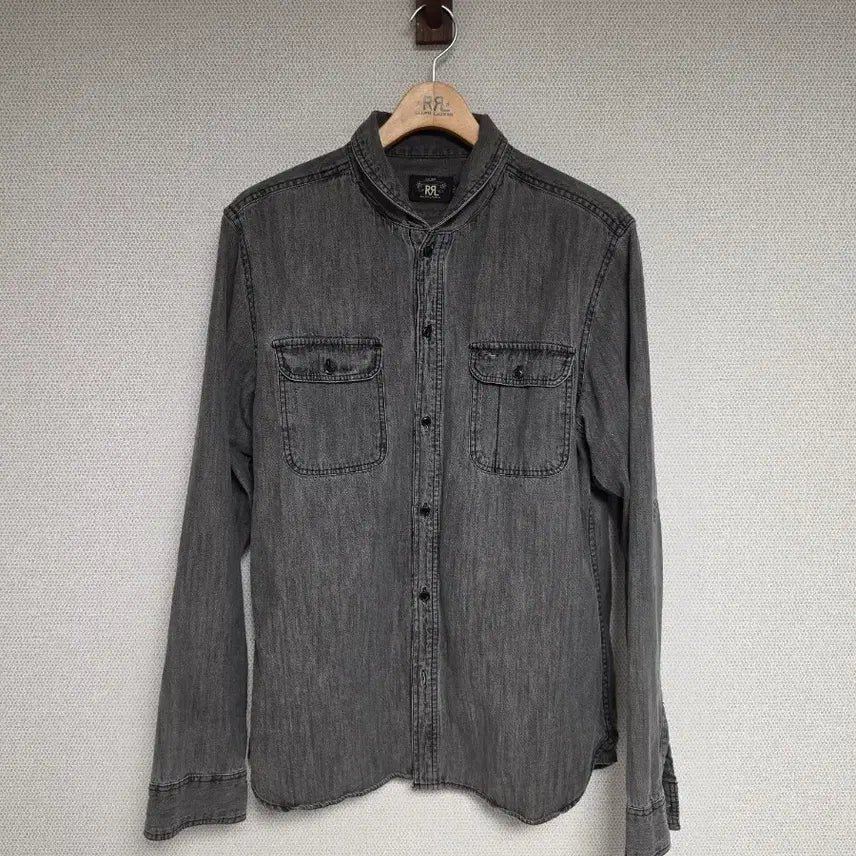 [BUNJANG] RRL Garment-Dyed Black Denim Shirt L / RRL 더블알엘 가먼트다이 블랙 데님 셔츠 L