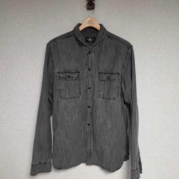 [BUNJANG] RRL Garment-Dyed Black Denim Shirt L / RRL 더블알엘 가먼트다이 블랙 데님 셔츠 L