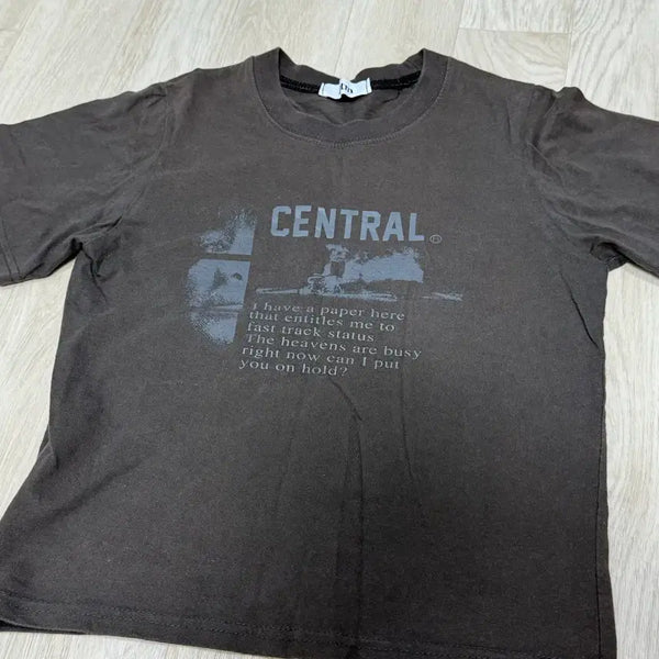 [BUNJANG] Raglan Charcoal Cropped T-Shirt for Petite Women / 나그랑 차콜 크롭티