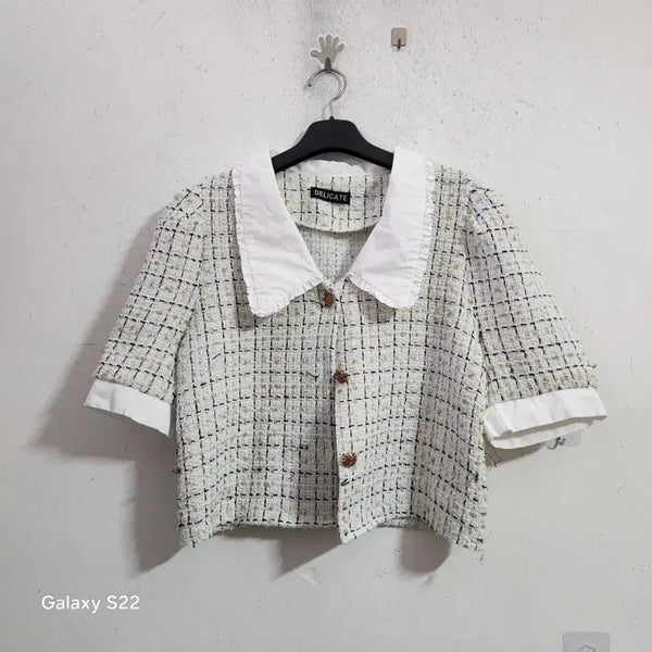 [BUNJANG] DELICATE Check Short-Sleeve Blouse / DELICATE 체크 반팔 블라우스