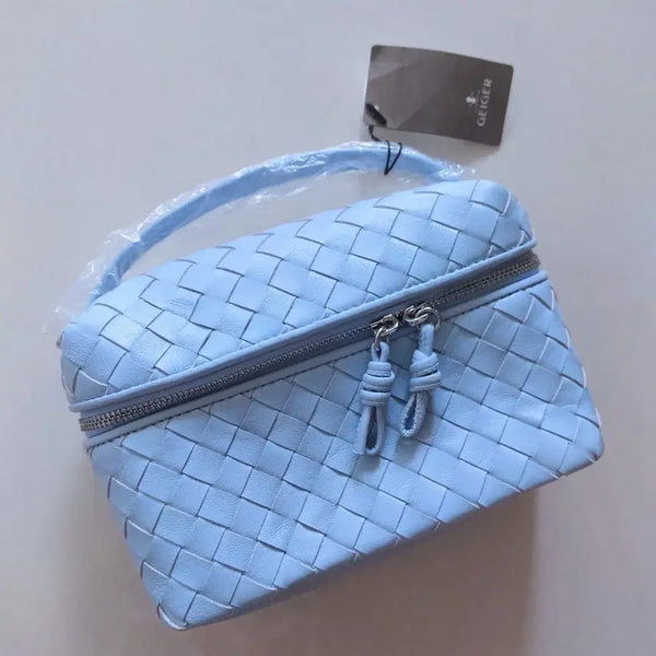 [BUNJANG] GEIGER Leather Pouch Handbag Light Blue / (새상품) GEIGER 가죽 파우치 핸드백