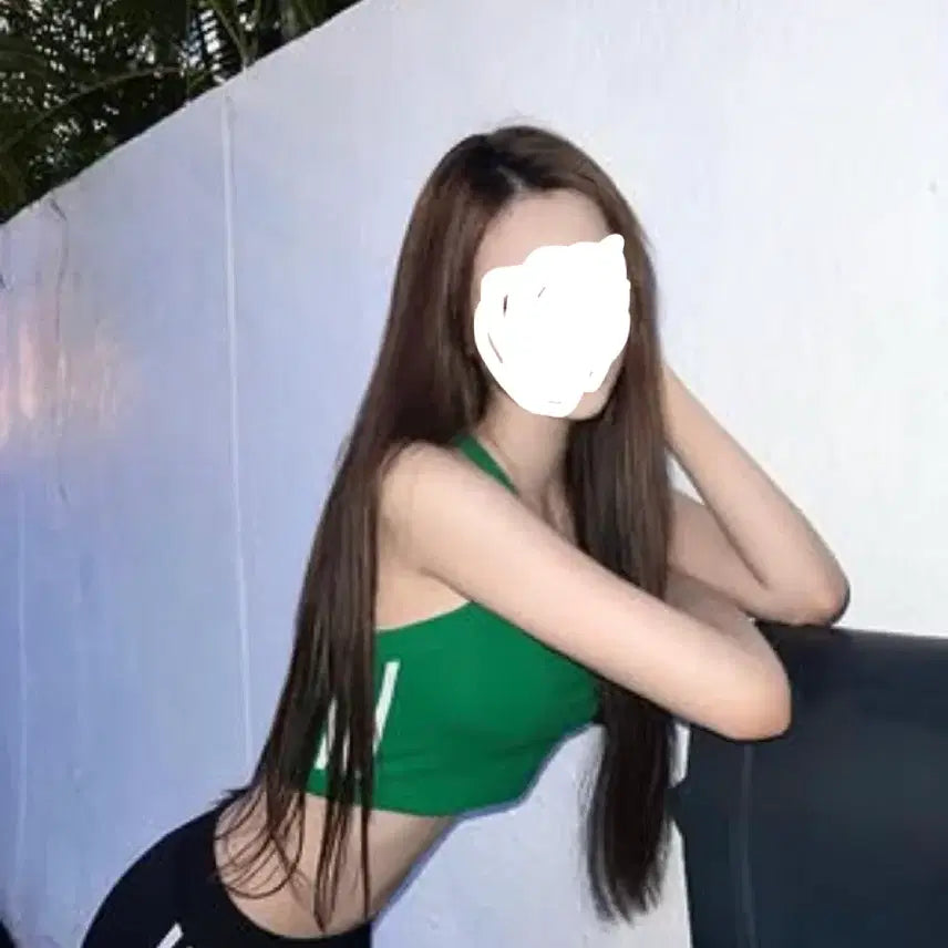 [BUNJANG] Adidas Women's Green Crop Tank Top & Leggings Set / 아디다스 여성 그린 크롭 나시+레깅스 중고
