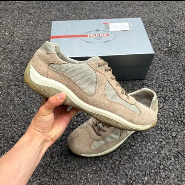 [BUNJANG] Prada Sport Americacup Sneakers Beige Suede Mesh Size 9 / 프라다 스포츠 아메리카컵