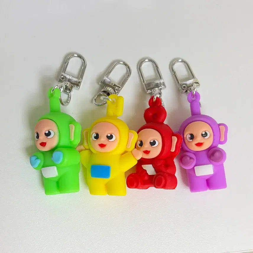 [BUNJANG] Teletubbies Keyring Set (Purple, Red, Yellow, Green) / 텔레토비 키링 세트 보라색/빨간색/노란색/초록색