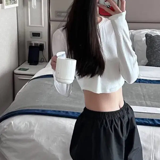 [BUNJANG] Crop Top and Training Pants Set / 크롭티 + 트레이닝 팬츠 세트 중고