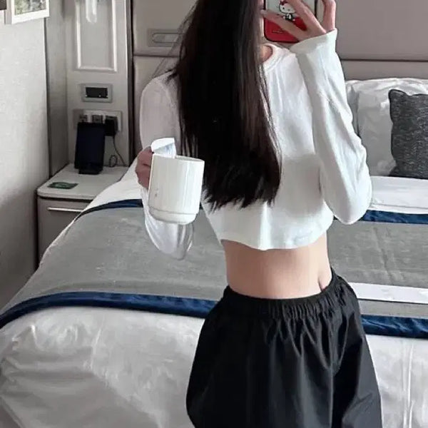 [BUNJANG] Crop Top and Training Pants Set / 크롭티 + 트레이닝 팬츠 세트 중고