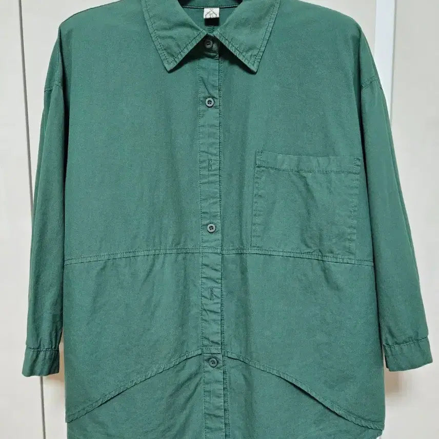 [BUNJANG] 7-Sleeve Cotton Linen Shirt Green Free Size / 면마7부셔츠 그린 free