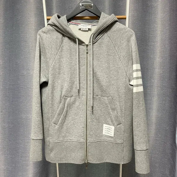 [BUNJANG] Thom Browne Grey Diagonal Stripe Hooded Zip-Up Size 3 / [ 3 ] 톰브라운 그레이 사선완장 후드집업