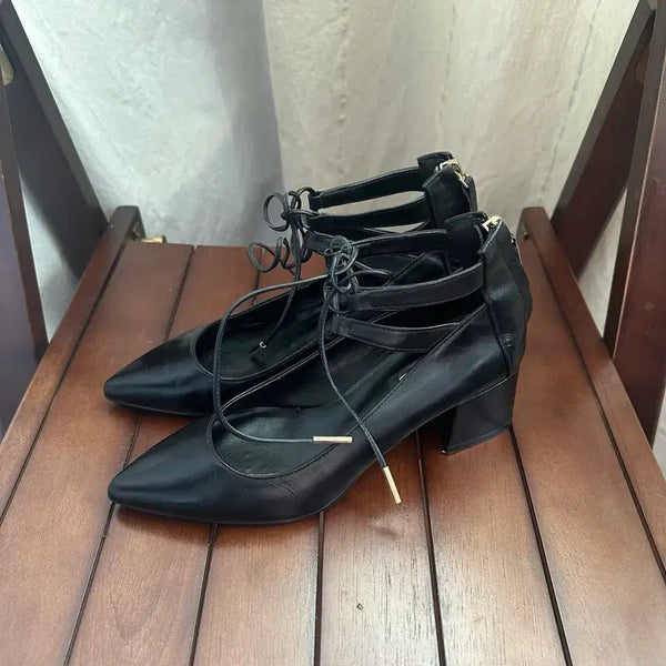 [BUNJANG] Rachel Cox Black Strap Heels / 레이첼 콕스 블랙 스트랩 구두