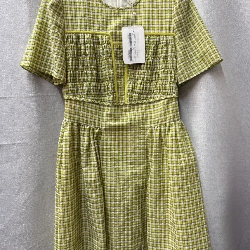 [BUNJANG] It Michaa Yellow Checked Shirring Dress (55) / 잇미샤 엘로우 텍달린 체크 셔링 원피스 (55)