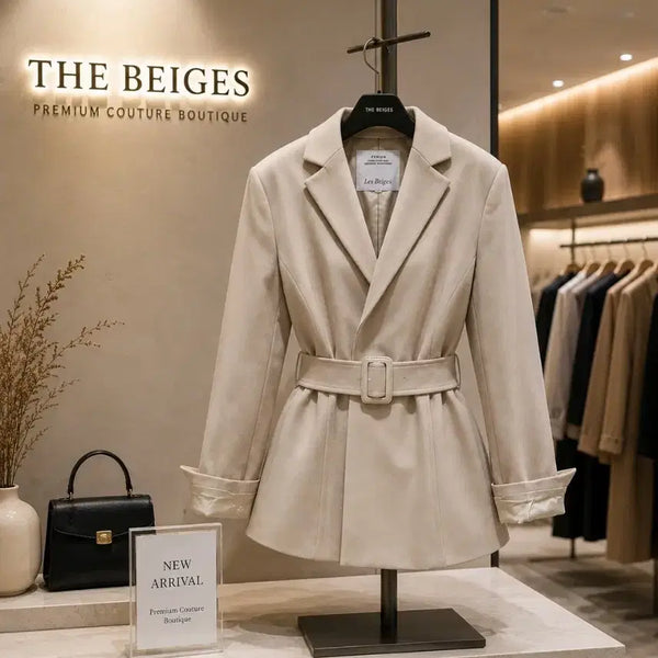 [BUNJANG] THE BEIGES Belted Jacket Half Coat Beige / THE BEIGES 더베이지스 벨티드 자켓 하프코트 베이지색상