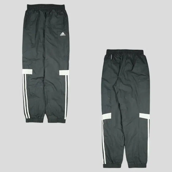 [BUNJANG] Adidas Charcoal Black White Logo Three-Stripes Cutout Banding Jogger Track Pants / 아디다스 차콜 블랙 화이트 로고 삼선 절개 밴딩 조거 트랙팬츠 트레이닝복 27-29