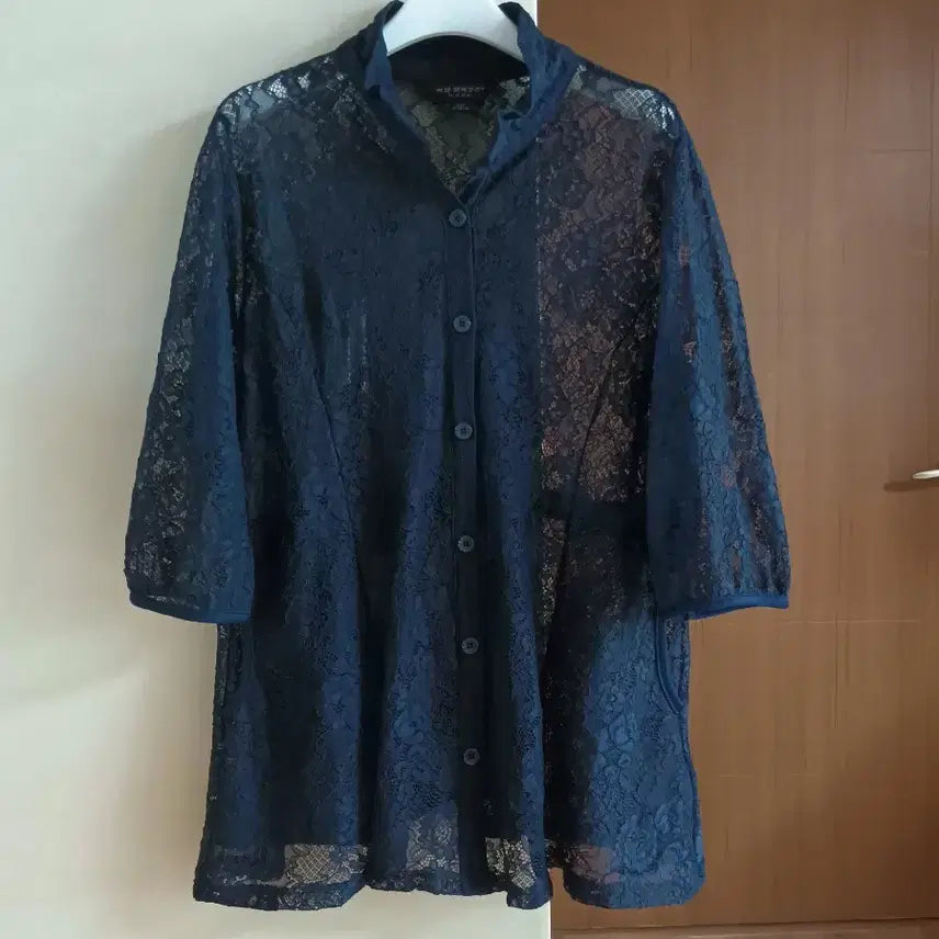 [BUNJANG] Madame Elegance Lace Blouse Jacket Navy / 마담 엘레강스 레이스 블라우스 자켓 110