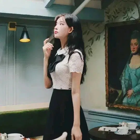 [BUNJANG] Milk Cocoa Ribbon Lace Dress / 밀크코코아 리본 레이스 원피스 새상품