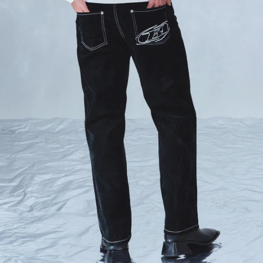 [BUNJANG] Born to Win Velvet Denim Pants (Black, Size 3) / (새상품) 본투윈 벨벳 데님 3size 헬창 러닝