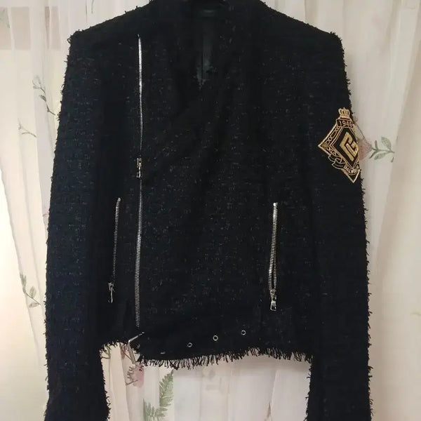[BUNJANG] Balmain Tweed Asymmetric Rider Jacket / 발망 트위드 사선라이더자켓 시즌오프한정판매