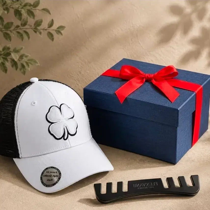 [BUNJANG] Black Clover Embroidered Clover Mesh Cap (White/Green) / 네잎클로버 자수 골프 모자(새상품)