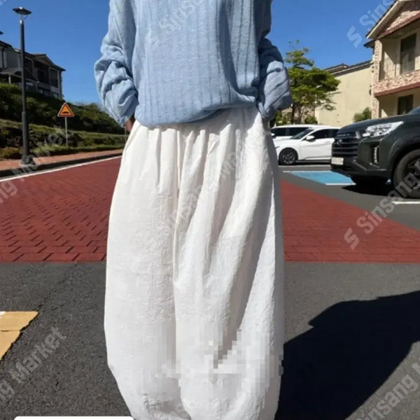 [BUNJANG] Unbranded String Hem Wide-Leg Pants / 새상품) 바스락 밑단 스트링 밴딩 할렘팬츠 흰색