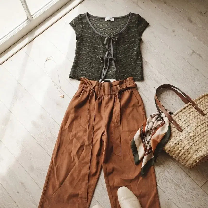 [BUNJANG] GOOD SISTER Sheer Ribbon Lace Short Sleeve Top / 굿시스터(GOOD SISTER) 시스루 리본 레이스 반팔 탑