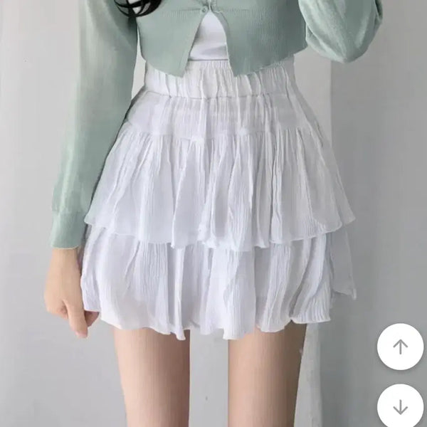 [BUNJANG] White Frill Mini Skirt / 화이트 프릴 미니스커트