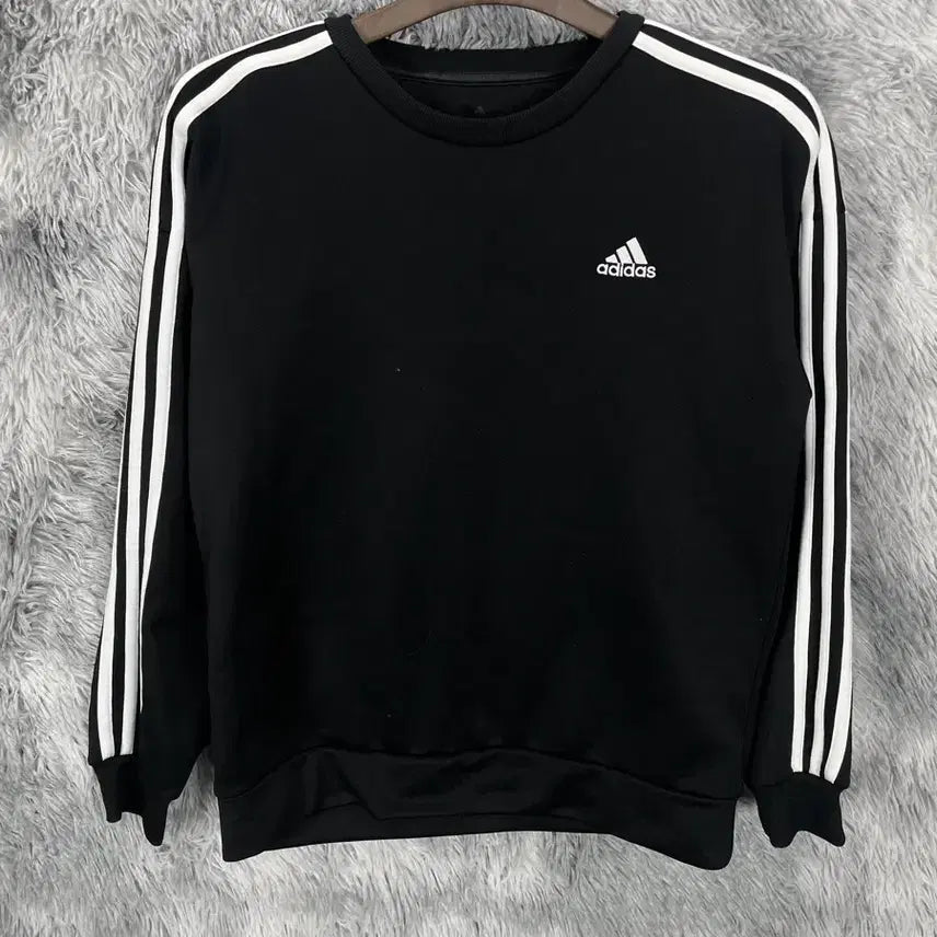 [BUNJANG] Adidas Originals Three-Stripes Black Sweatshirt / 아디다스 오리지날 삼선 스트라이프 블랙 맨투맨y 6547