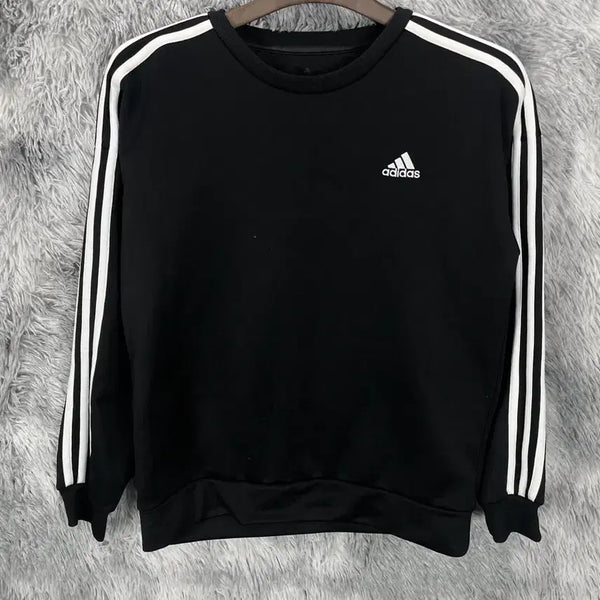 [BUNJANG] Adidas Originals Three-Stripes Black Sweatshirt / 아디다스 오리지날 삼선 스트라이프 블랙 맨투맨y 6547