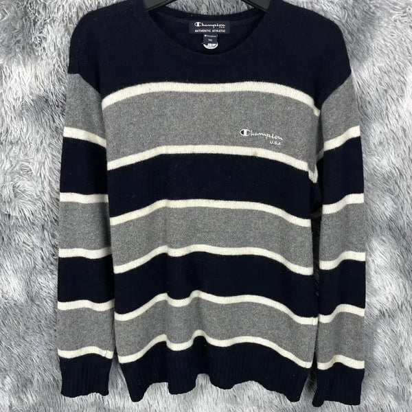 [BUNJANG] Champion USA Archive Stripe Knit Sweater / 챔피온 USA 아카이브 스트라이프 니트 스웨터y 6551