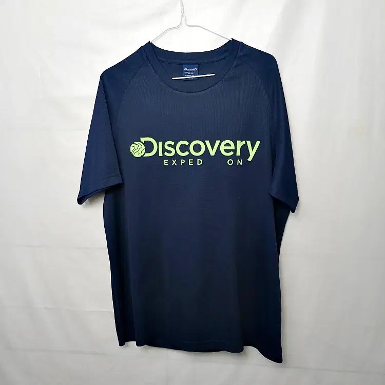 [BUNJANG] Discovery Logo Round Neck T-Shirt Navy 110 / 디스커버리 로고 네이비 라운드반팔티 110