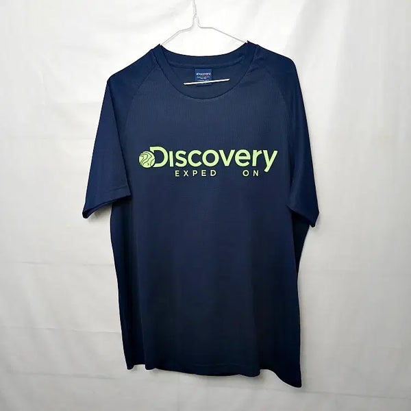 [BUNJANG] Discovery Logo Round Neck T-Shirt Navy 110 / 디스커버리 로고 네이비 라운드반팔티 110