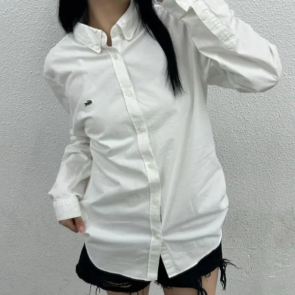 [BUNJANG] Lacoste Mini Logo White Shirt M / 라코스테 미니로고 화이트 셔츠 M