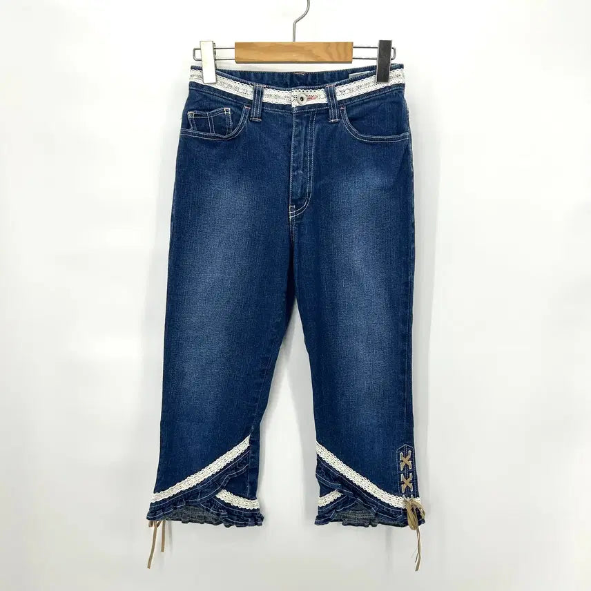 [BUNJANG] Vintage Lace Ribbon Capri Pants / [JPN] 빈티지 레이스 리본포인트 카프리 팬츠