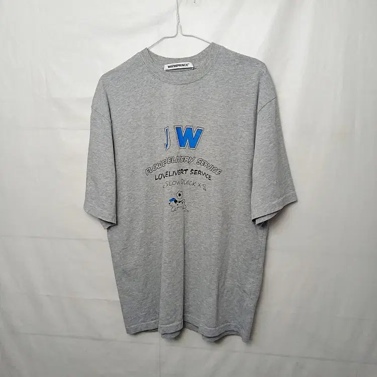 [BUNJANG] WAYNEPRINCE Men's Grey Round Neck T-Shirt / WAYNEPRINCE 웨인프린스 남성 그레이 라운드 티 100