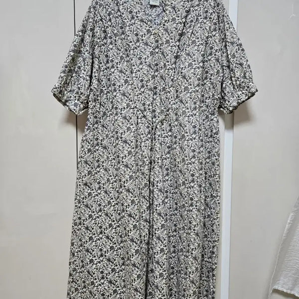 [BUNJANG] Floral Shirring Long Dress Size 77-88 / 꽃무늬 셔링롱원피스 77~88