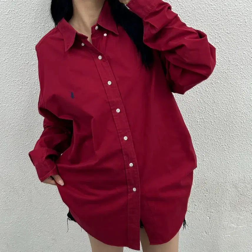 [BUNJANG] Polo Ralph Lauren Navy Pony Red Shirt Size 105 / 폴로 랄프로렌 네이비포니 레드 셔츠 105
