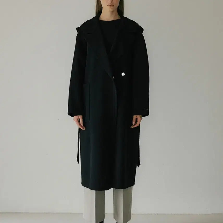 [BUNJANG] RAAMI Cashmere Hoody Coat Black / 래미 cashmere hoody coat_black