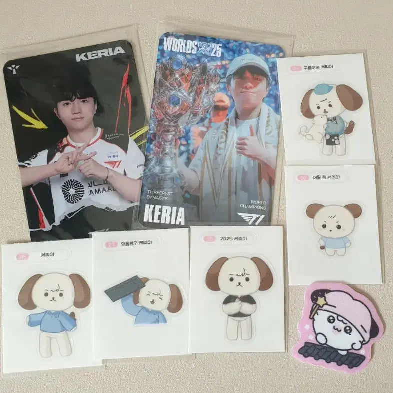 [BUNJANG] T1 Keria Worlds Photocard & Sticker Bundle Set / 티원 케리아 월즈 포카 띠부씰 일괄 판매