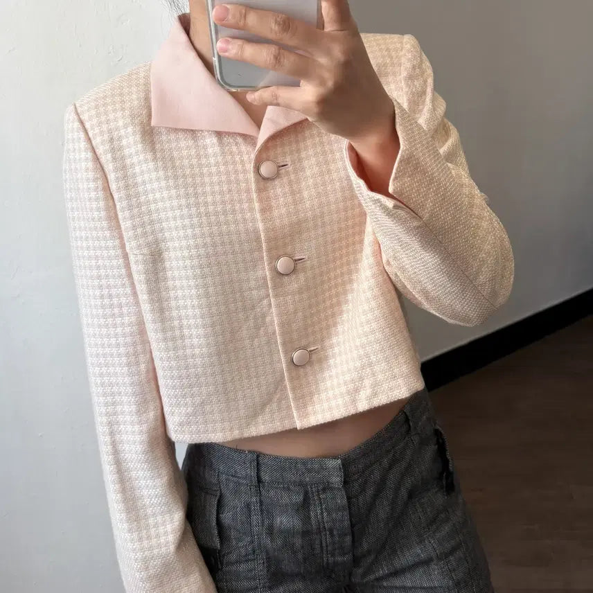 [BUNJANG] Courrèges 3B Wool Check Tweed Jacket / 꾸레쥬 3B 울 체크 트위드 자켓
