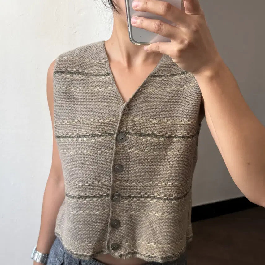 [BUNJANG] DKNY Jeans Ethnic Hippie Linen Silk Vest / DKNY 진스 에스닉 히피 린넨 실크 베스트