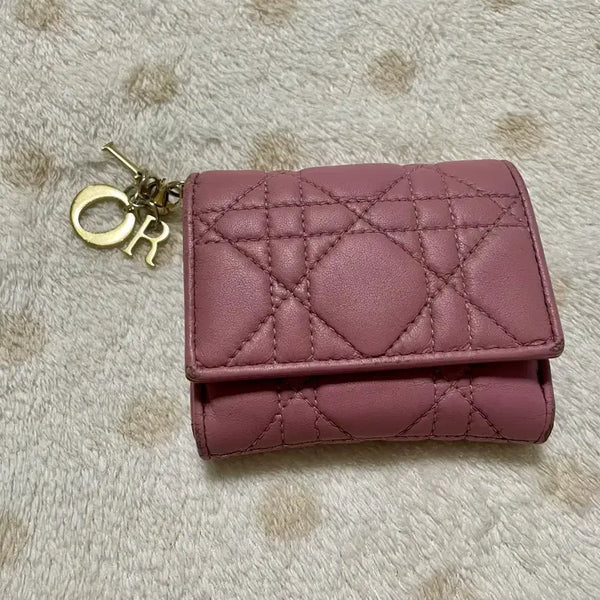 [BUNJANG] Dior Lady Cannage Lotus Lavender Trifold Wallet / 정품 디올 반지갑 디올 레이디 까나쥬 지갑, 디올 레이디 까나쥬 로터스 라벤더 트라이폴드 월렛