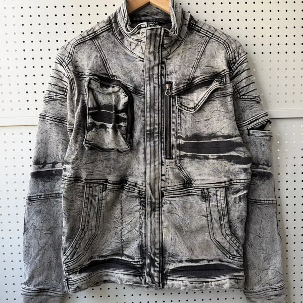 [BUNJANG] Fieldcore Next Workers Washed Biker Jacket / 필드 코어 X 넥스트 워커즈 워시드 바이커 자켓