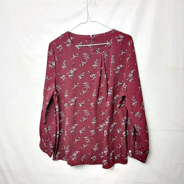 [BUNJANG] Marzo Wine Floral Blouse / Marzo 마르조 와인 플로랄 블라우스 100
