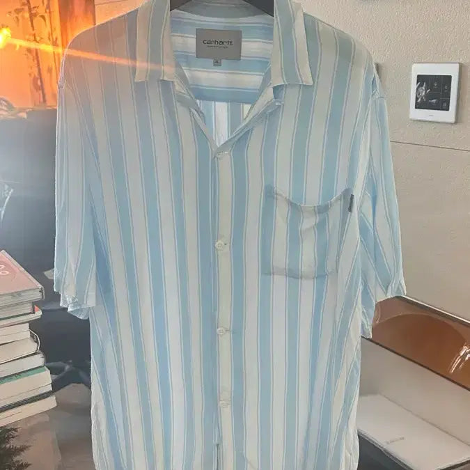 [BUNJANG] Carhartt Rayon Striped Short Sleeve Shirt XL / 칼하트 레이온 반팔 셔츠 XL (미세오염)
