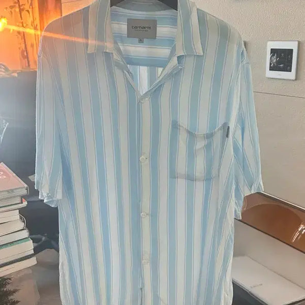[BUNJANG] Carhartt Rayon Striped Short Sleeve Shirt XL / 칼하트 레이온 반팔 셔츠 XL (미세오염)