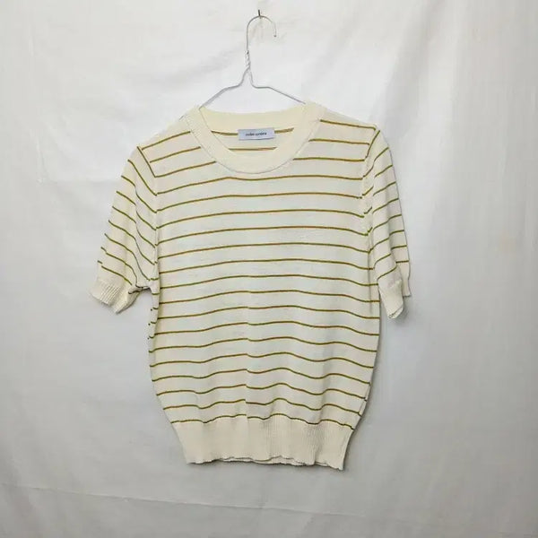[BUNJANG] Code:es Combine Ivory Stripe Short Sleeve Knit 85 / 코데즈컴바인 아이보리 스트라이프 반팔 니트 85
