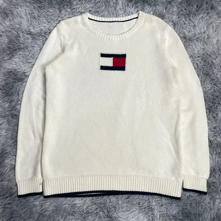 [BUNJANG] Tommy Hilfiger Center Flag Big Logo Round Long Sleeve Knit / 타미힐피거 센터 플래그 빅로고 라운드 긴팔 니트y 6562